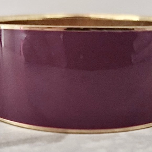 J. Crew Jewelry - 💜 Vintage 1990’s JCrew Dark Purple and Gold Thick Wide Enameled Bangle Bracelet